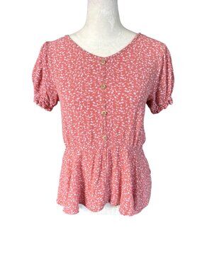 Art Class women's pink floral peplum top size XL 14/16